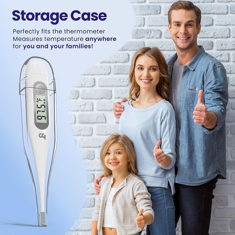 Femometer ترمومتر للبالغين والأطفال، ترمومتر رقمي مع تنبيه للحمى، استرجاع الذاكرة، قابل للتبديل بين مئوية وفهرنهايت، للاستخدام عن طريق الفم أو المستقيم أو تحت الإبط، رمادي - Image 5